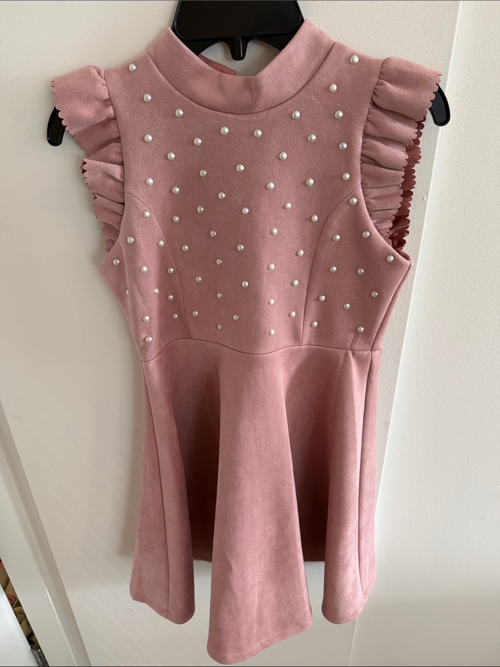 Ava & Yelly Girls Pearl-Accent Pink Ruffle Dress Size 12